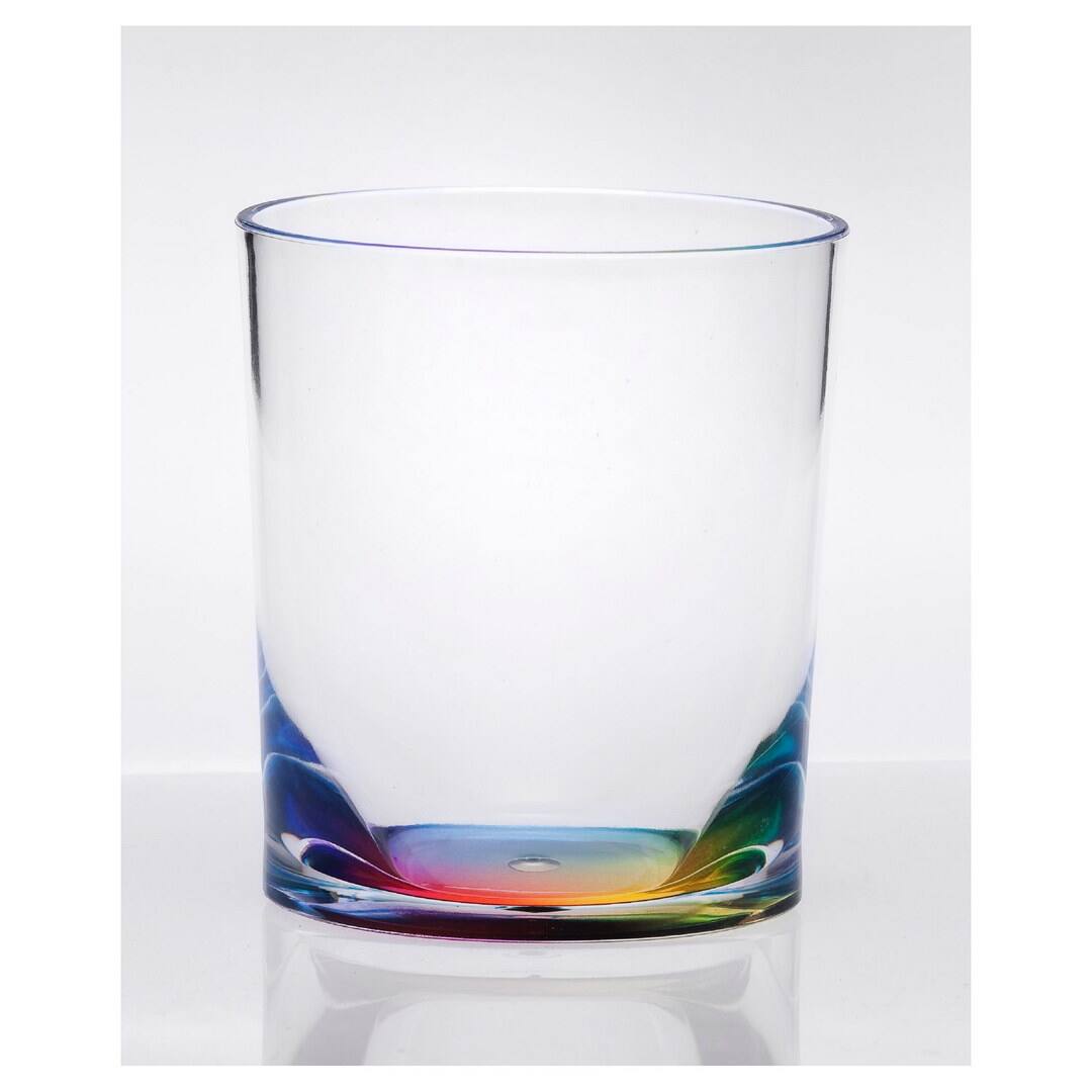 Front. APRILSOUL - Oval Halo Acrylic Glasses Set of 4 DOF Plastic BPA Free Cocktail Drinkware Water Tumblers - white.