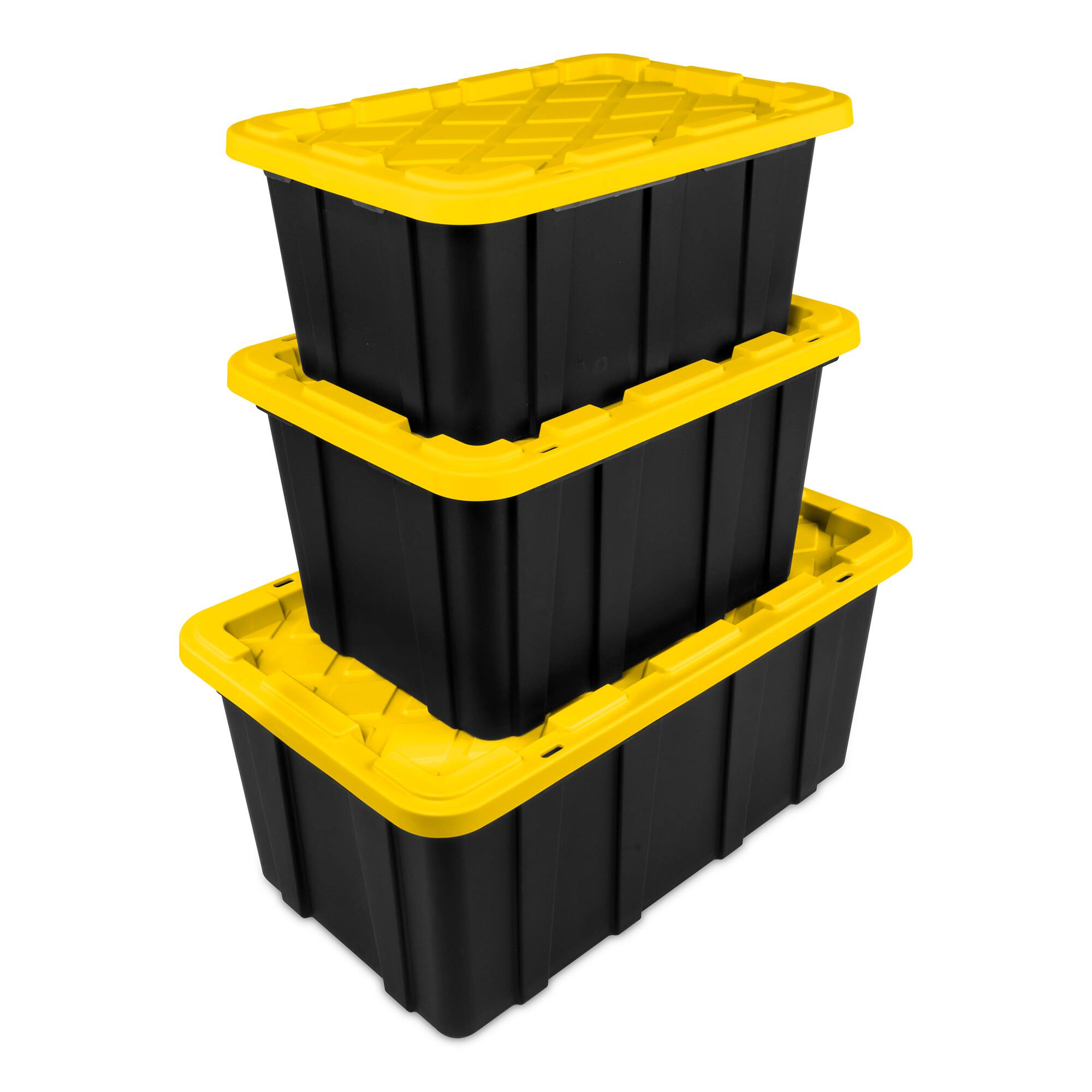 Alt View 8. Sterilite - Sterilite 17 Gallon Industrial Stackable Storage Tote Lidded Containers, 24 Pack - Yellow Lily, Black.