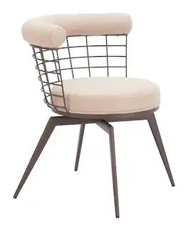 Hivvago - Saku Swivel Dining Chair - Beige & Brown