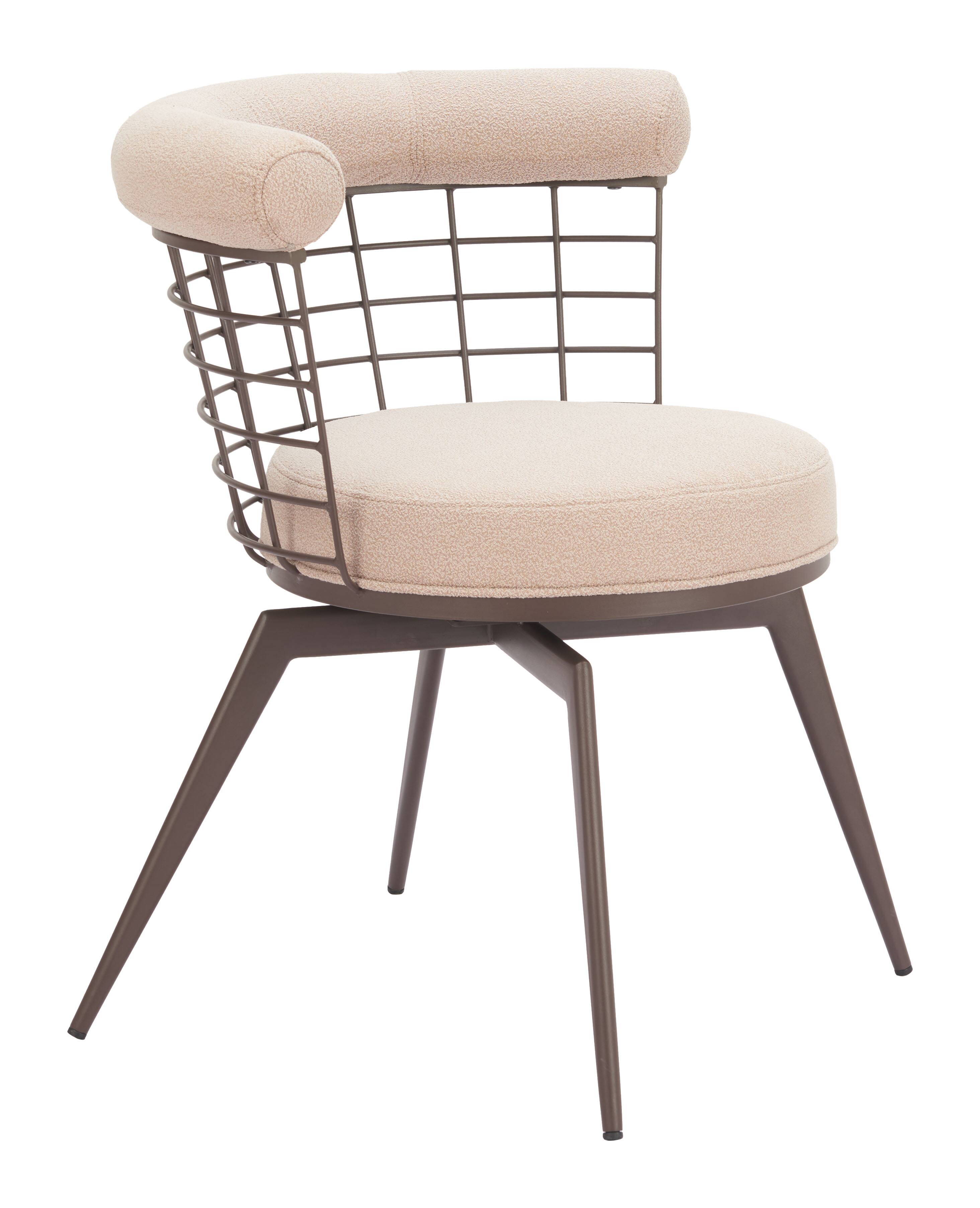 Front. Hivvago - Saku Swivel Dining Chair Beige & Brown - Beige & Brown.
