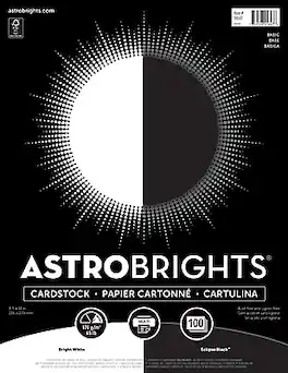 Astrobrights - 65 lb. Cardstock Paper, 8.5" x 11", 100 Sheets/Ream (91647) - Black/White