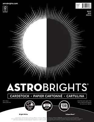 astrobrights.com
ASTROBRIGHTS®
CARDSTOCK • PAPIER CARTONNÉ • CARTULINA
8.5" x 11" in
216 x 279 mm
17% g/m²
65 lb
Bright White
100
Eclipse Black
Eclipse Black