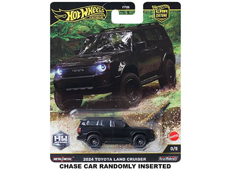 Hot Wheels  
Prime Miler  
Car Culture  
Off Road  
2024 Toyota Land Cruiser  
Metal/Metal  
0/5  
Real Riders  
Chase Car Randomly Inserted