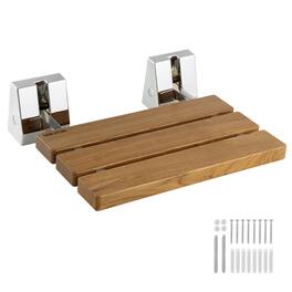 VEVOR - Foldable Shower Seat Wall Mounted, 15.7" Teak Folding Shower Bench, 330LBS Fold-Down Bathroom Corridor Seat - Teak Finish
