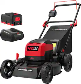 POWERSMART - 40-Volt 17-Inch Cordless Lawn Mower with 4.0Ah Battery and Charger, Brushless Motor, up to 1/8 Acre, with 3-in-1 Options - Red