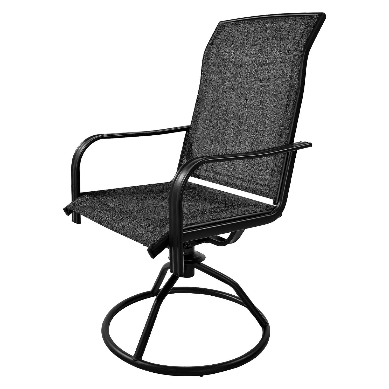 Alt View 3. Yardgrace - 2-Piece Patio Swivel Rocking Dining Chairs High-Back Textilene Metal All-Weather Lawn Porch Garden - Grey.