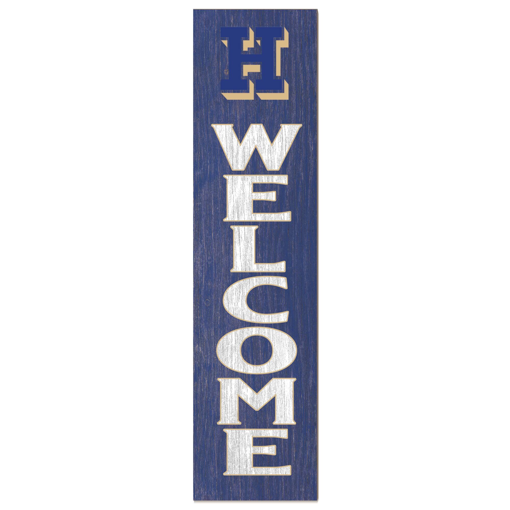 Front. Jardine - Hamilton Continentals 12'' x 48'' Welcome Outdoor Leaner - Blue.