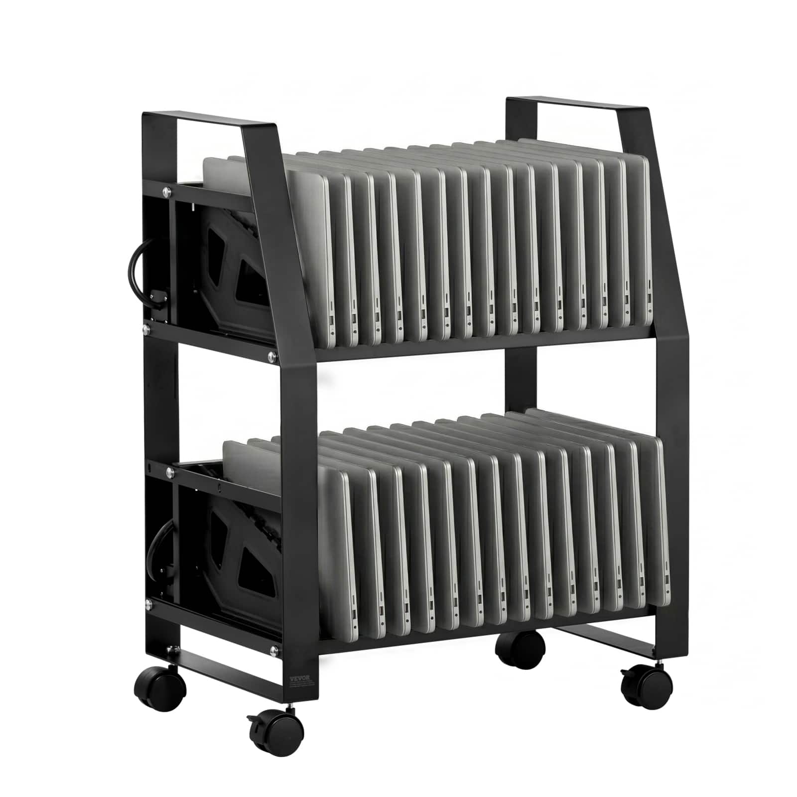 VEVOR - Laptop Charging Cart,32 Devices Mobile Open Charging Station with Wheels,for Tablet and Laptop Up to 15.6 in Screen Size - Black