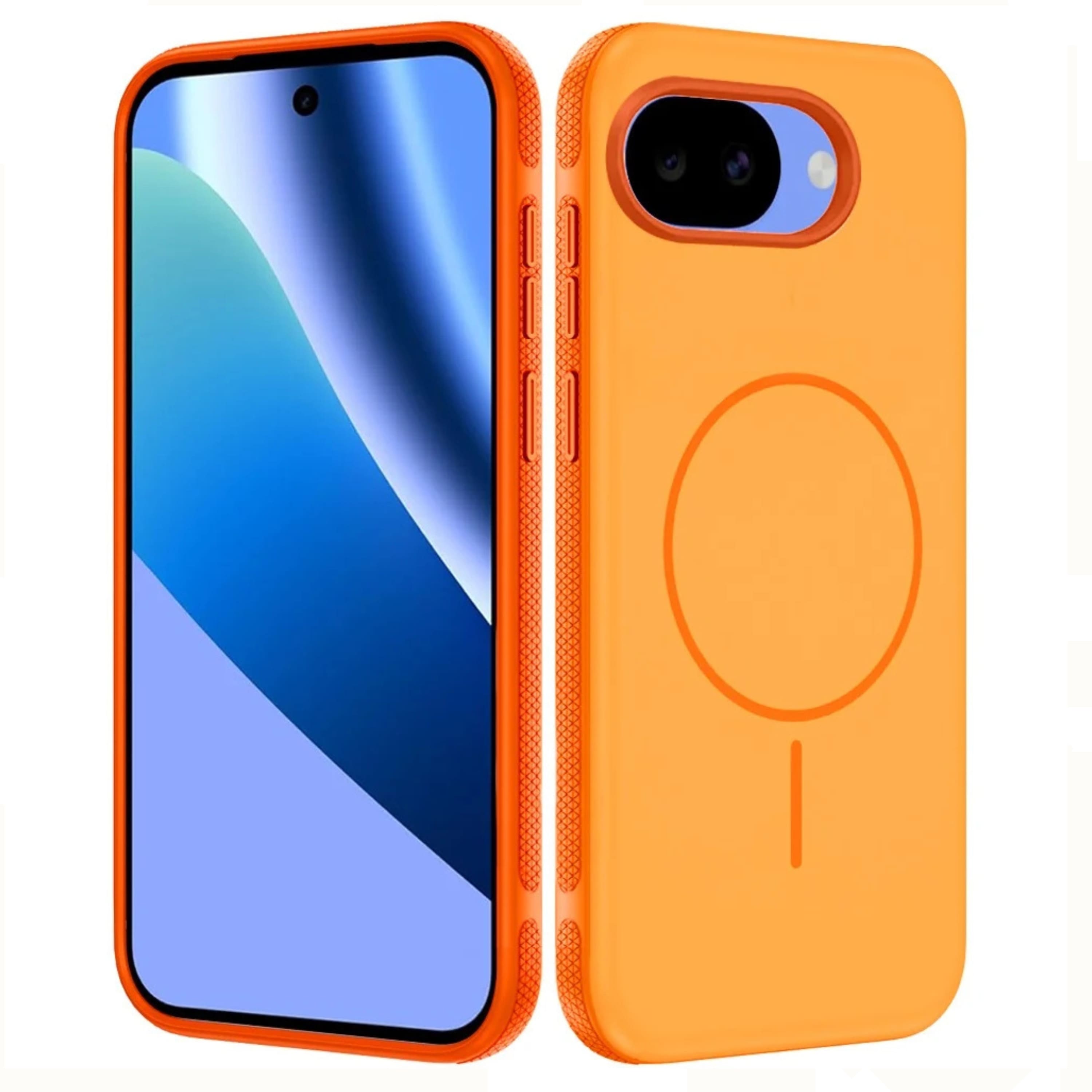 Kitcheniva - Rugged Side Grip Magnetic Circle With Tempered Glass For Google Pixel 10a Case Cosmic - Orange