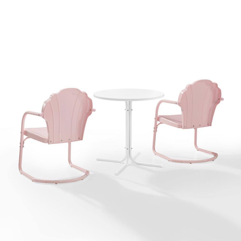 Alt View 6. Crosley Furniture - Tulip 3Pc Retro Outdoor Bistro Set - Bistro Table & 2 Chairs - Pastel Pink Gloss.