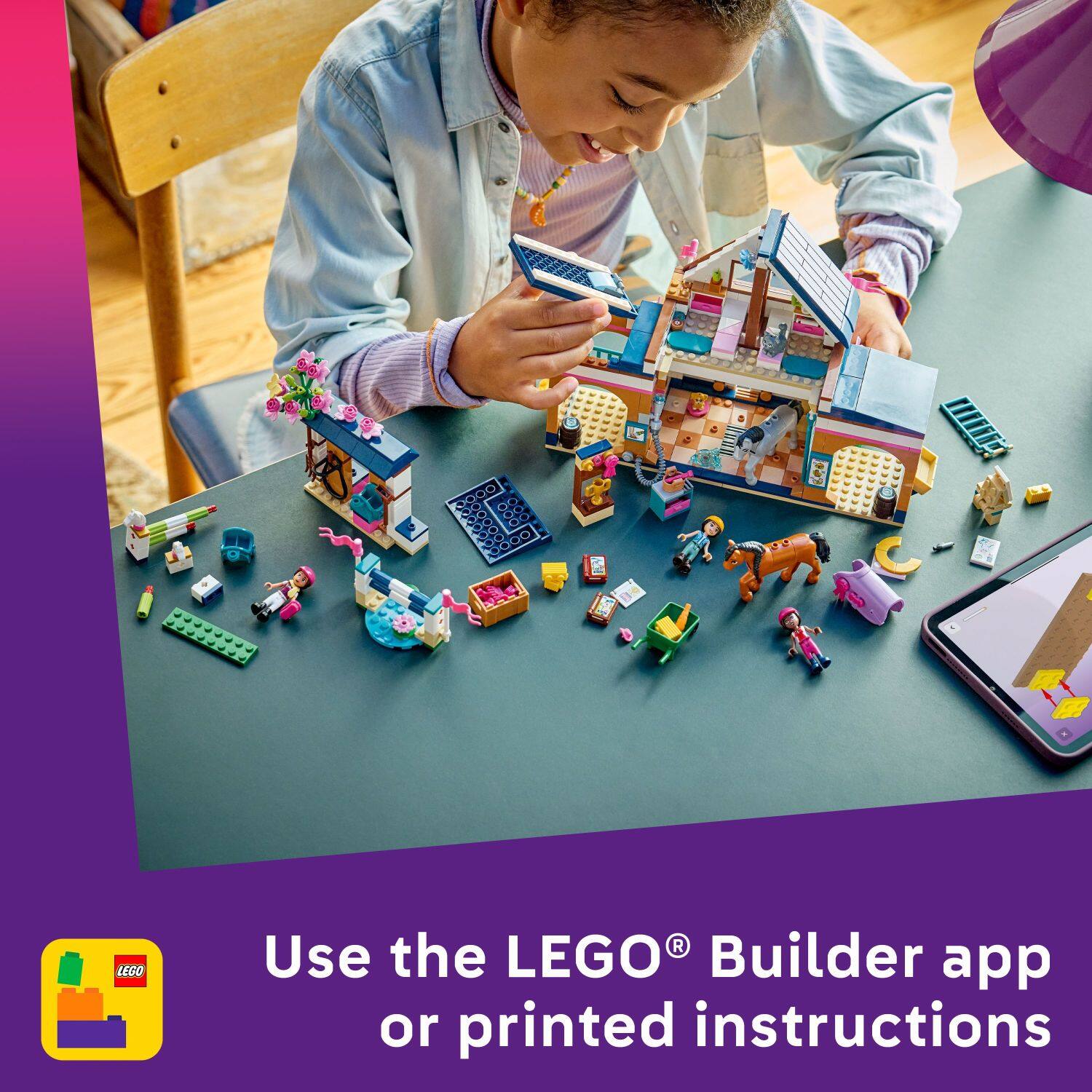 Use the LEGO® Builder app or printed instructions