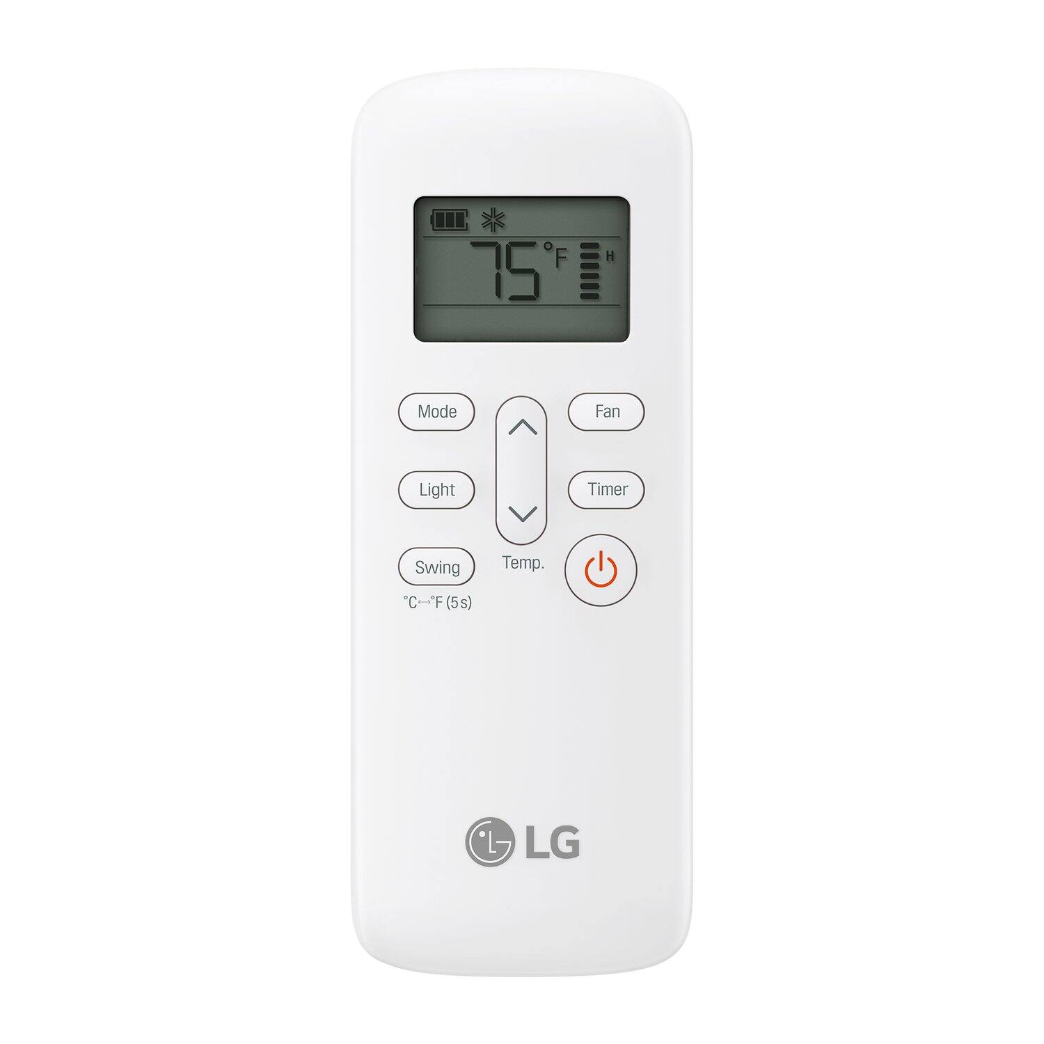 F 75 H Mode Fan Light Timer Swing Temp. "C-"F (5s) L L LG