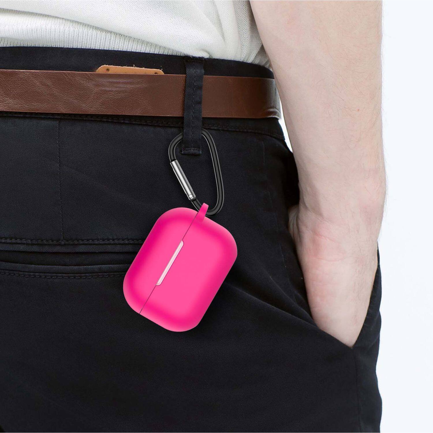 Back. Home Collection - Barbie Pink Silicone Shockproof Case for Apple AirPods Pro with Keychain – Protective Cover.