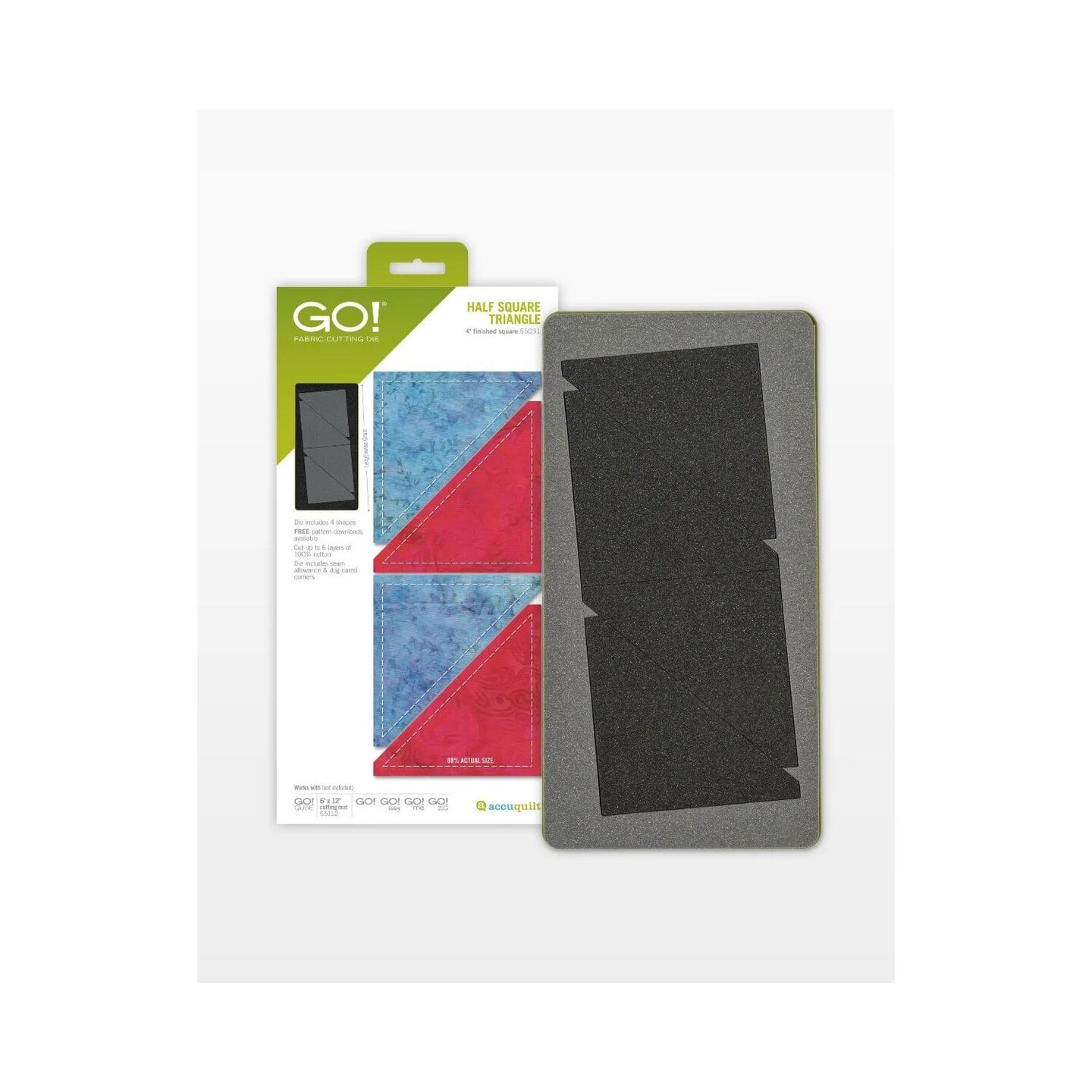 AccuQuilt - GO! Fabric Cutting Dies; Half Square; 4-inch Finished Trinagle - Multi