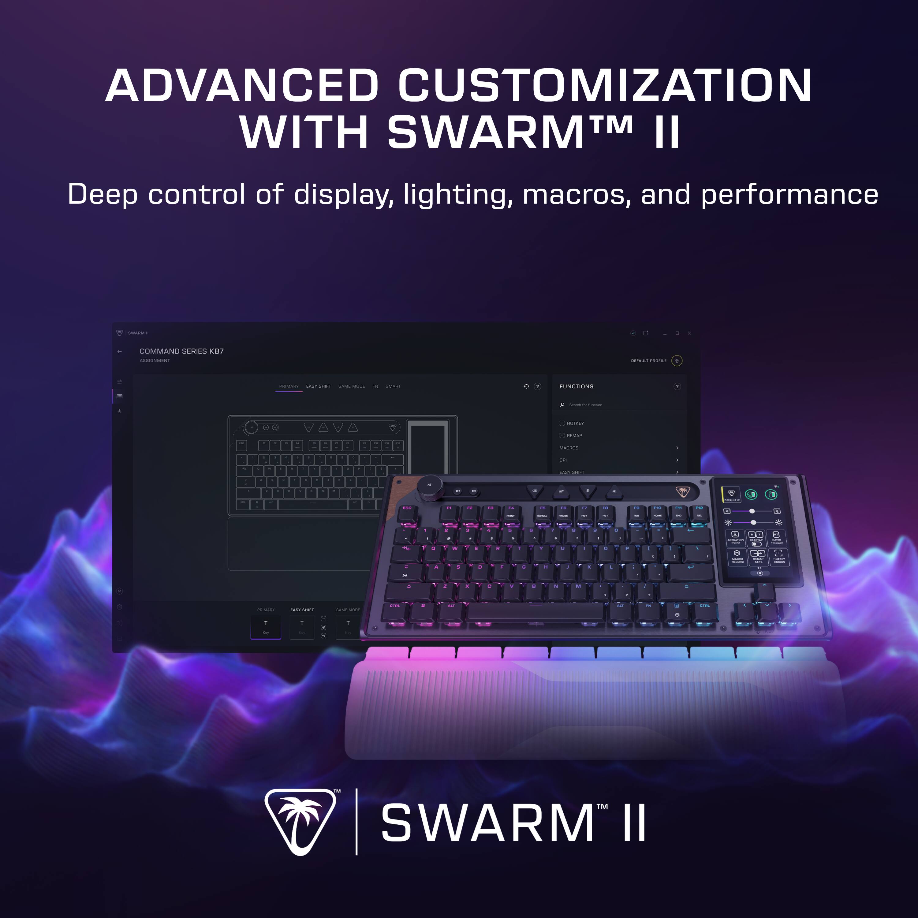 ADVANCED CUSTOMIZATION WITH SWARM™ II  
Deep control of display, lighting, macros, and performance  

SWARM™ II