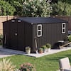 Front. LAUSAINT HOME - 10x12 FT Galvanized Steel Shed with Windows Double Lockable Doors Gable Roof and Vent for Backyard Patio - Black.