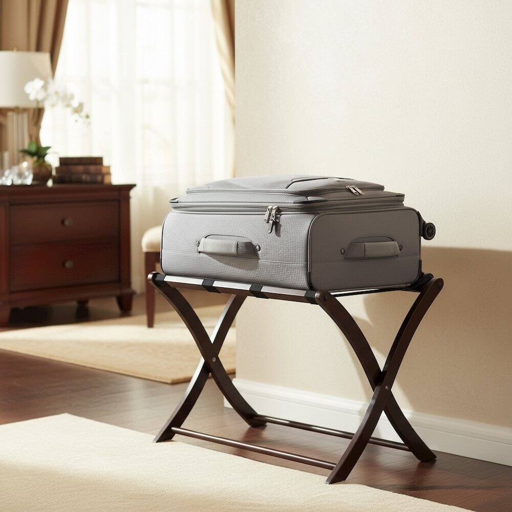 Alt View 4. FurniFact - Foldable Luggage Rack - Cappuccino.