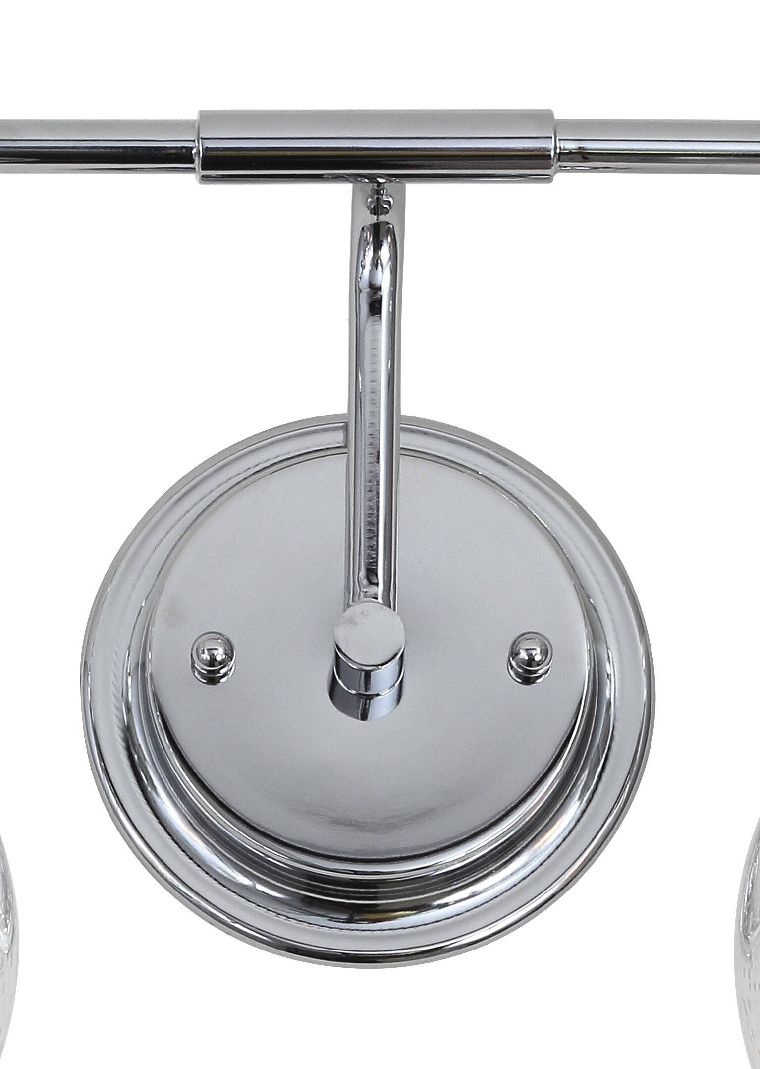 Alt View 5. Jonathan Y - Shirley 17.5" 2-Light Farmhouse Industrial Metal LED Vanity Light with Seeded Glass Globe Shades, Chrome - Chrome.