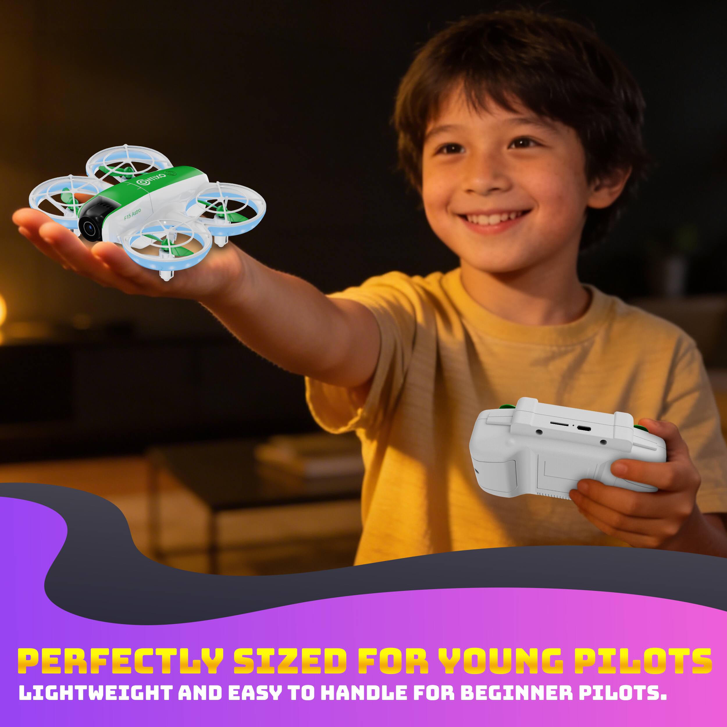 PERFECTLY SIZED FOR YOUNG PILOTS. LIGHTWEIGHT AND EASY TO HANDLE FOR BEGINNER PILOTS.