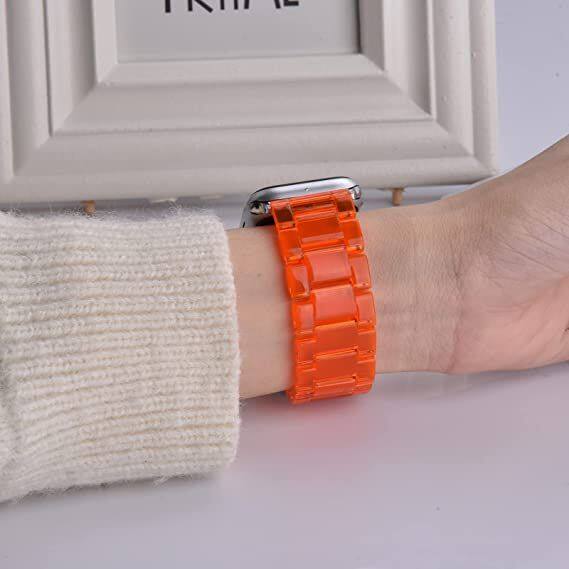 Alt View 5. Worryfree Gadgets - Worryfree Gadgets Transparent Lightweight Clear Resin Band for Apple Watch 38/40/41mm - Clear Orange - Clear Orange.