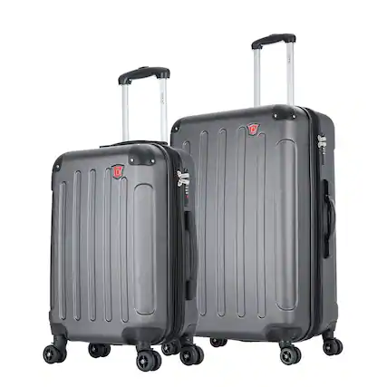 Front. DUKAP - Intely Smart Hardside 2 Piece Luggage Set 20"/28" with USB and integrated weight scale - GREY.