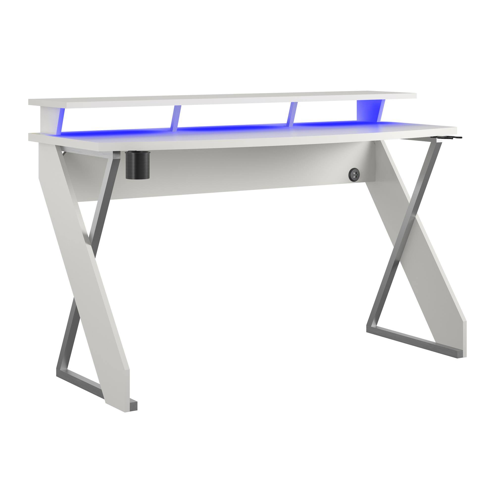 Left. APRILSOUL - Xtreme Gaming Desk with Riser White - White.
