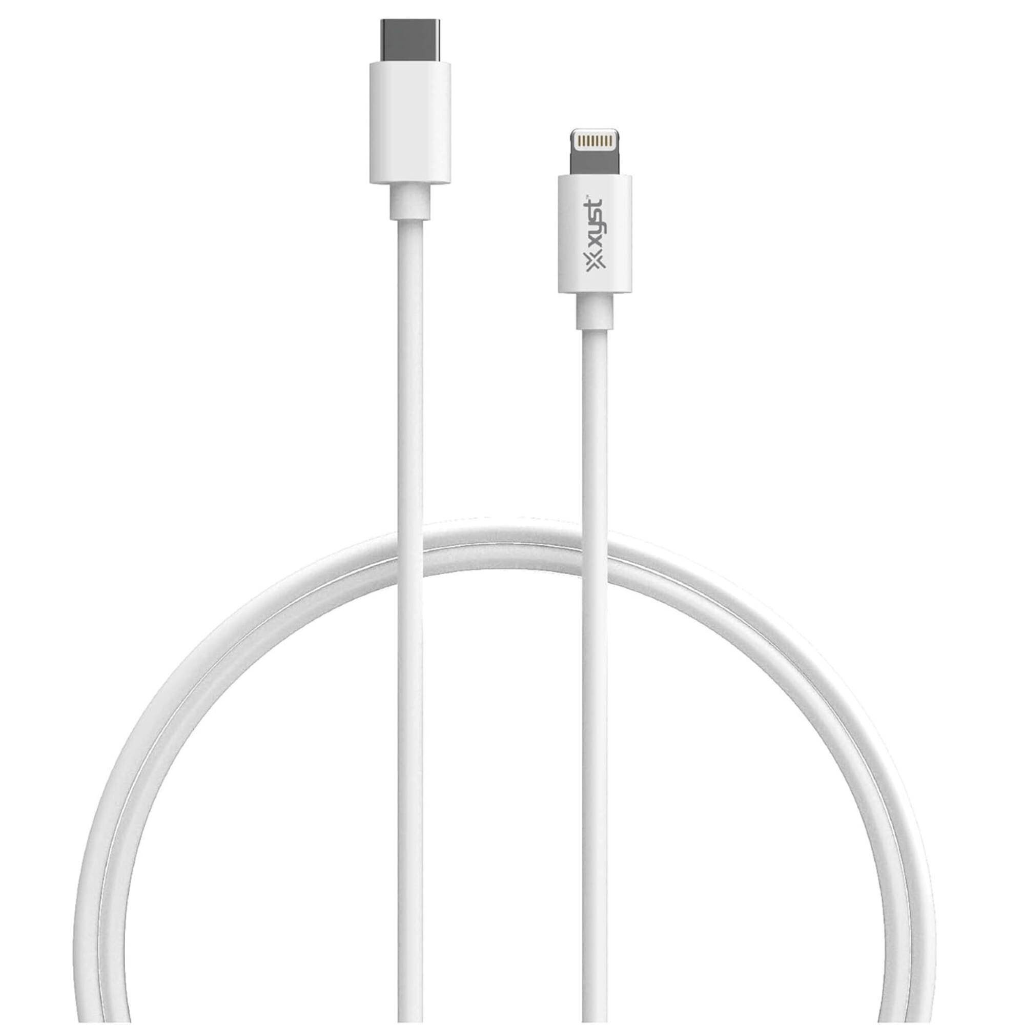 Front. Xyst - Charge and Sync USB-C to Lightning Cable 4Ft - White.