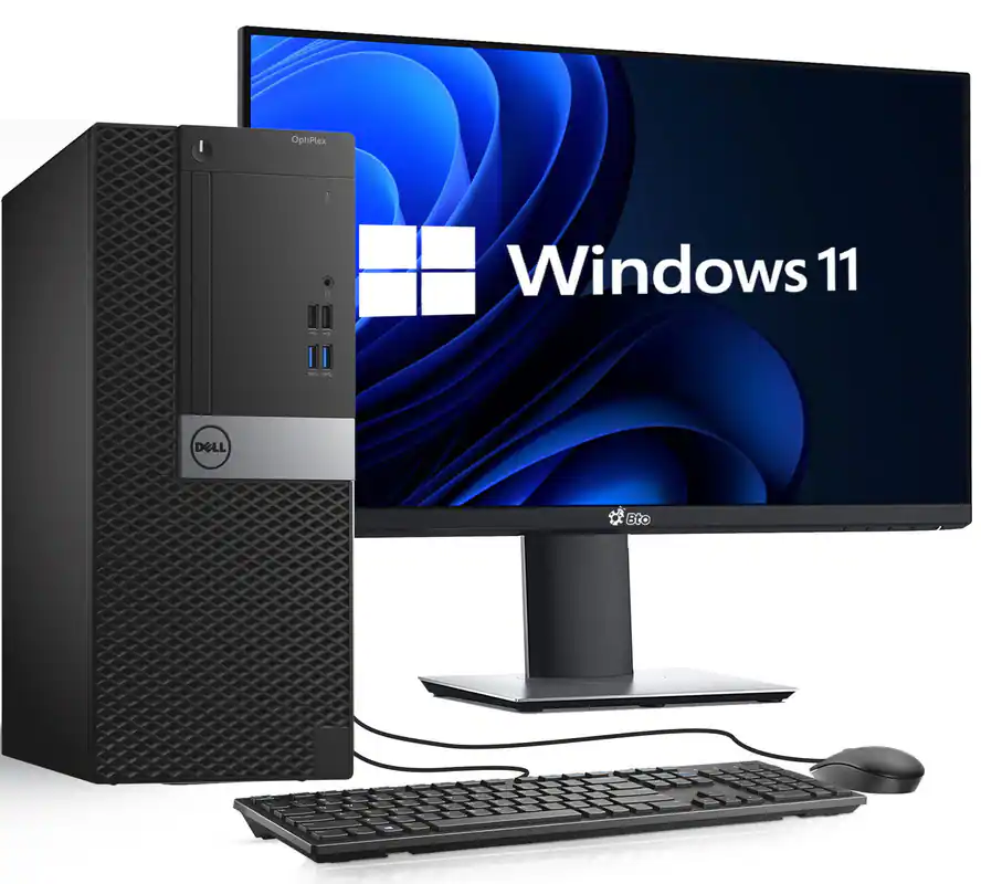 Dell - Refurbished Excellent - OptiPlex Desktop Tower Computer PC | Intel Core i7-6th 3.40GHz | 32GB RAM | 1TB SSD | New 24" LED | KB & Mouse | Win11 - Black
