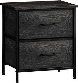 Sorbus - Nightstand with 2 Drawers - Steel Frame, Wood Top &Fabric Bins -Home, Bedroom, Office &College Dorm, Kids Bedside - Rustic black