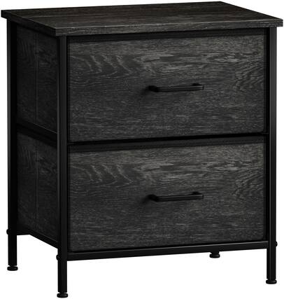 Front. Sorbus - Sorbus Nightstand with 2 Drawers - Steel Frame, Wood Top &Fabric Bins -Home, Bedroom, Office &College Dorm, Kids Bedside - Rustic black.