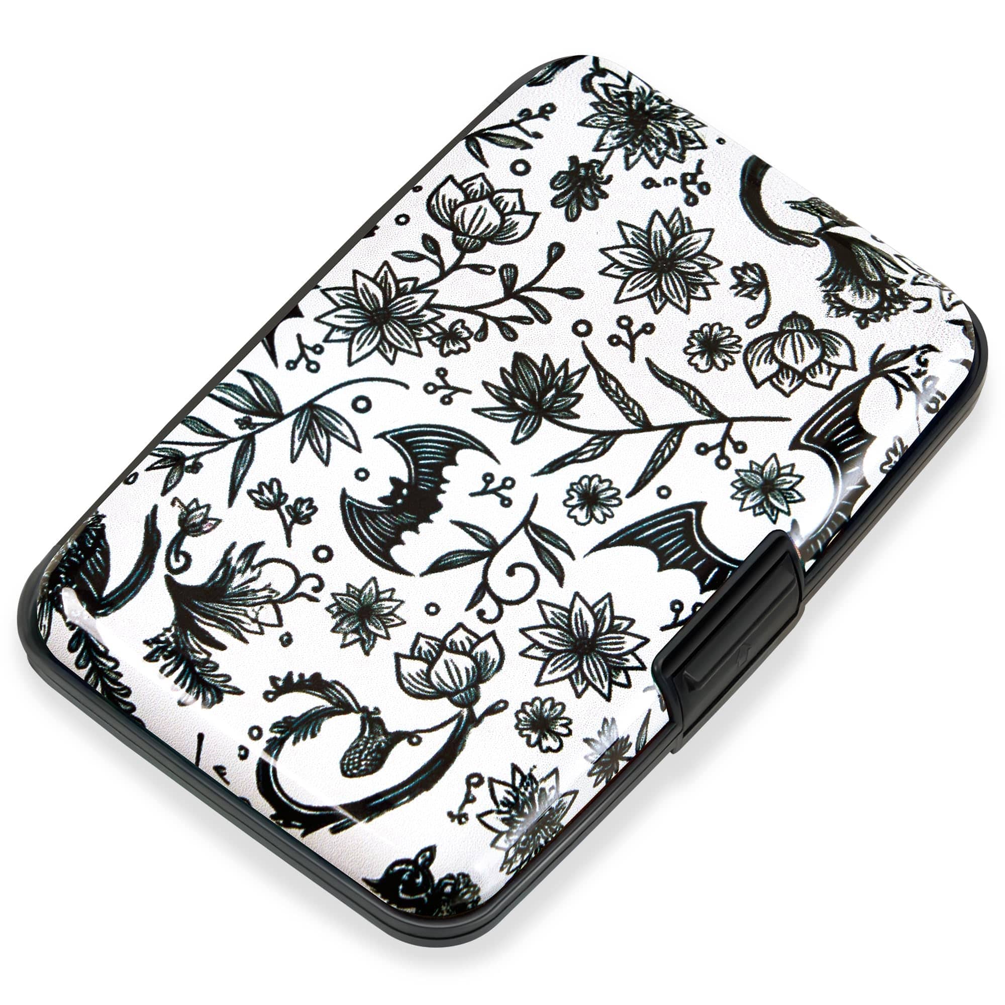 Jadie Link - Credit Card Holder Women Rfid Blocking Aluminum Alloy Hard Case Small Mini Metal Wallet Men Happy Flower RFID-blocking - Bat