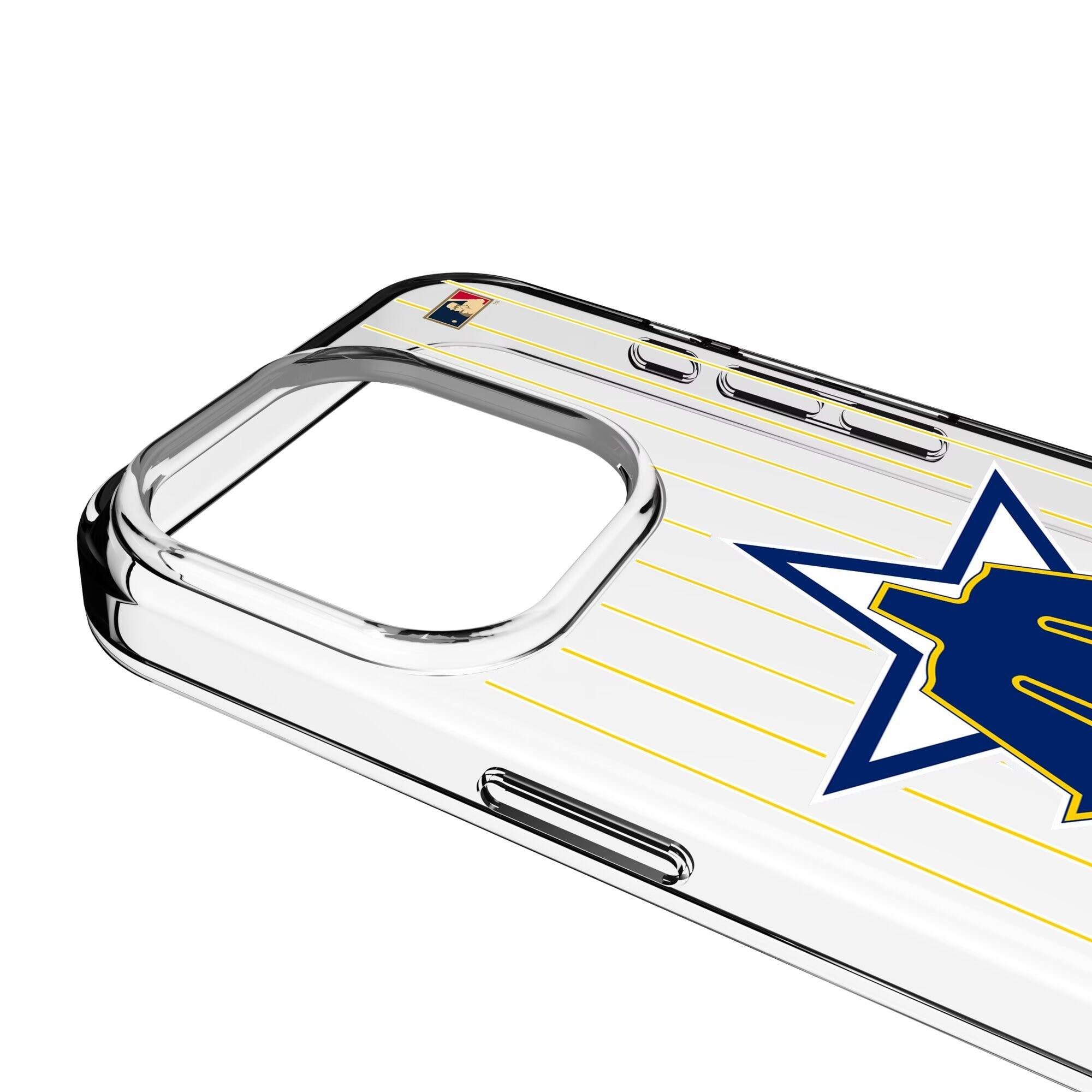 Alt View 2. Keyscaper - Seattle Mariners Cooperstown Pinstripe iPhone Clear Case - 16 - Multicolor.