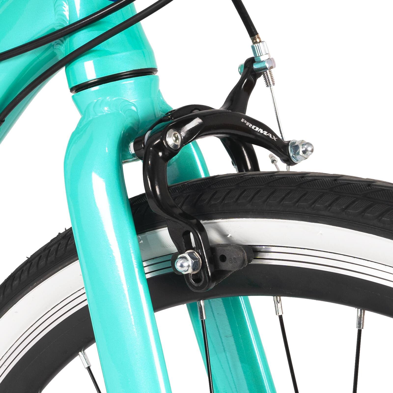 Alt View 6. HILAND - HILAND Flow 700C Adult Hybrid Bike, 7 Speeds Commuter Bicycle for Men Women, Aluminum Alloy Frame, Mint Green - mint green.