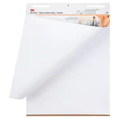 3M Flip Chart Plain Unruled Easel Pad, 25" x 30", 40 Sheets/Pad, 2 Pads