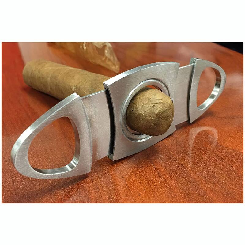 Back. Prestige - Silver Guillotine Cigar Cutter - Silver Finish.