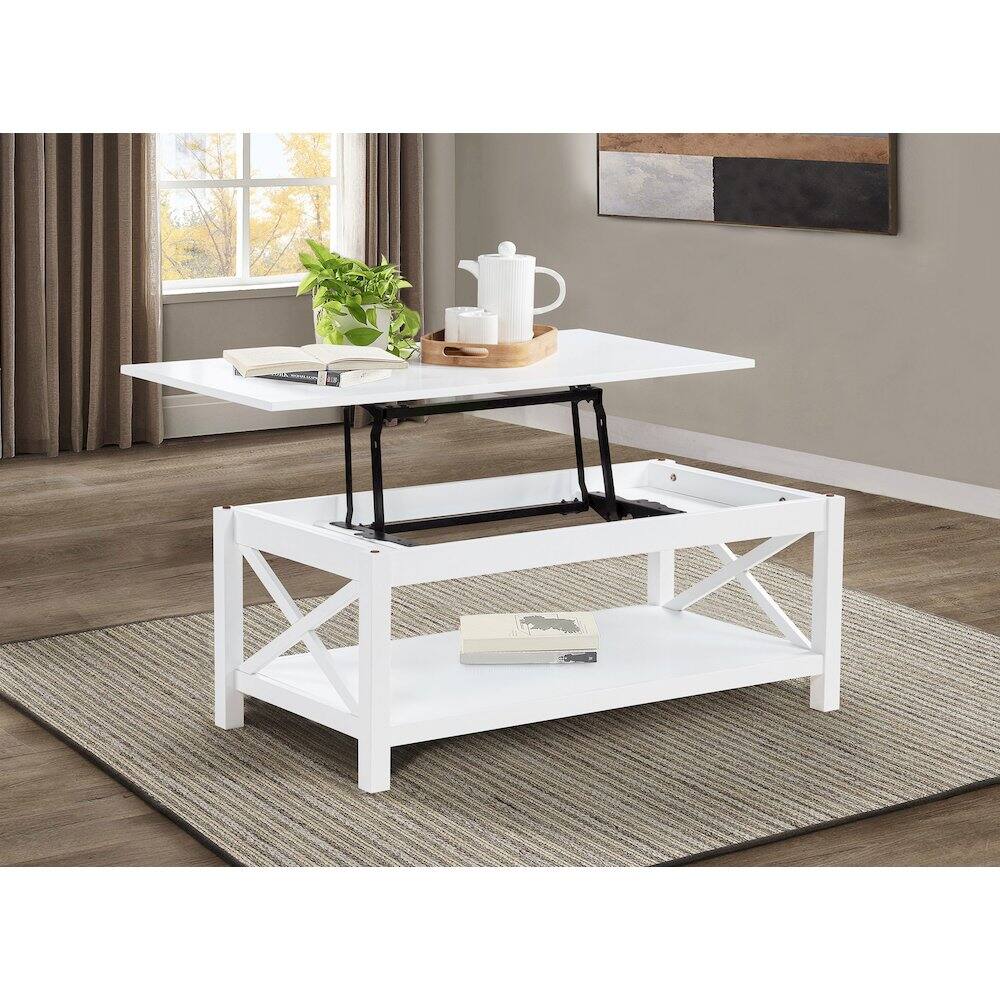 Left. Coaster Co. of America - Skyview 44-inch Rectangular Lift Top Coffee Table White - White.