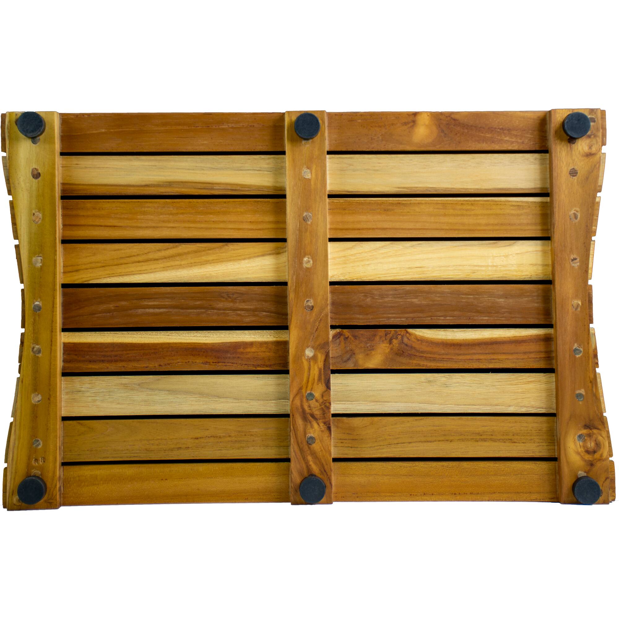 Left. EcoDecors - EcoDecors Eleganto 23" x 15" Slatted Solid Teak Bath Floor Mat in EarthyTeak Finish - EarthyTeak.