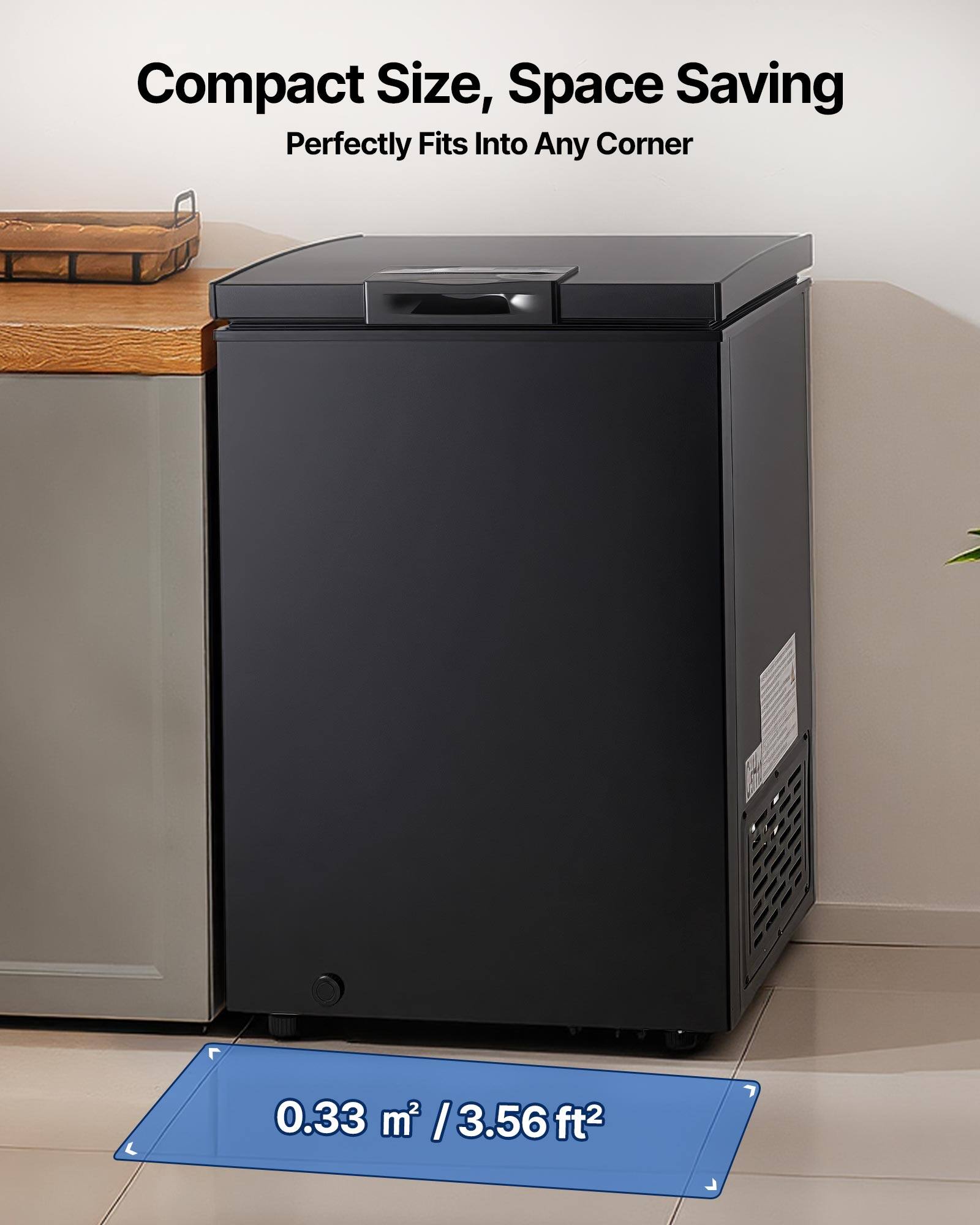 Compact Size, Space Saving  
Perfectly Fits Into Any Corner  
L 0.33 m² / 3.56 ft²