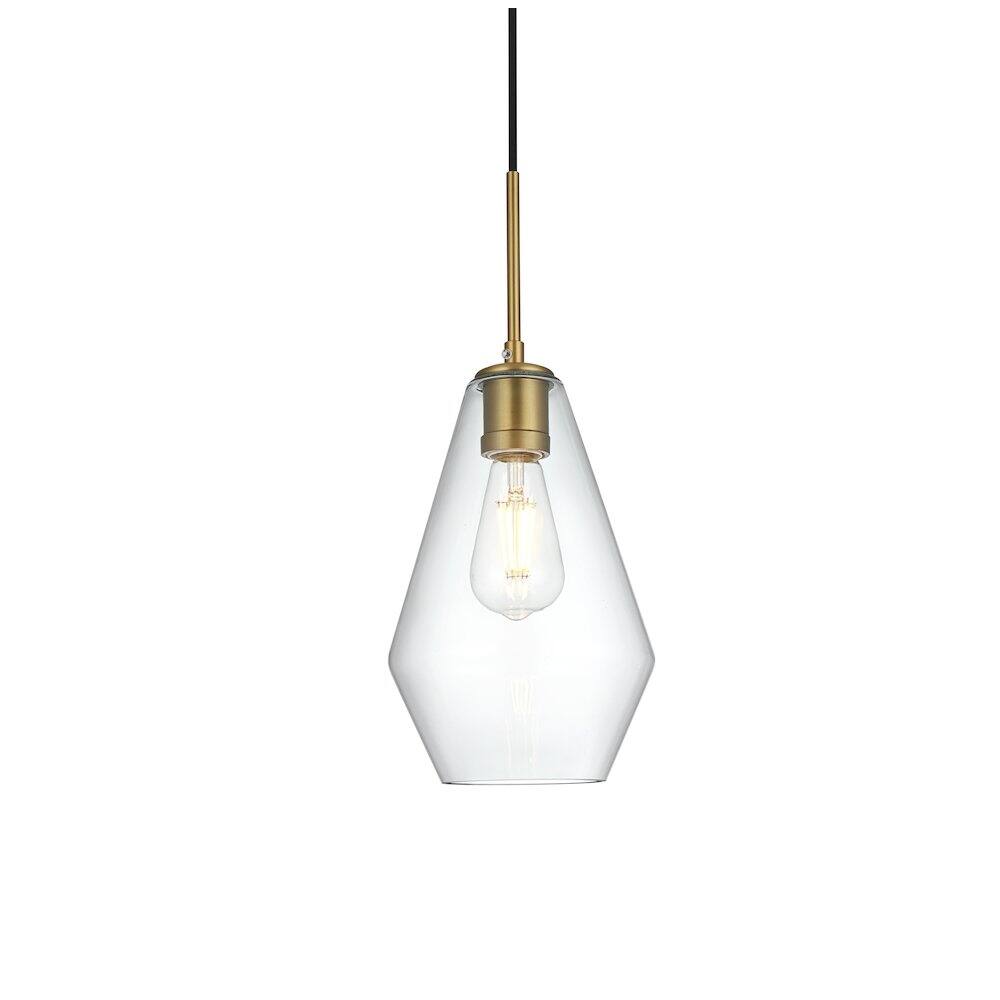 Back. Living District - Gene 7 Inch Pendant Clear Shade in Satin Gold - Satin Gold And Clear.