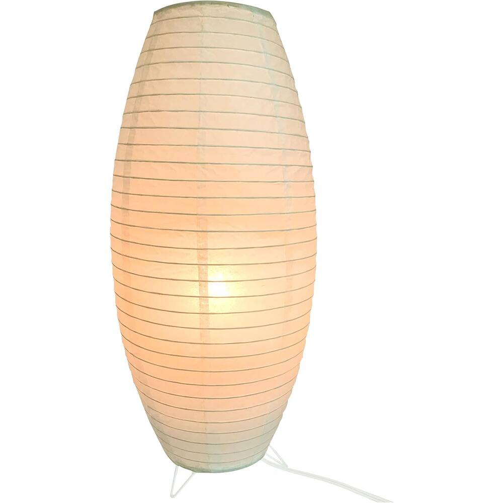 Front. PARKER SLATER - Paper Desk Lantern Table Lamp, Rice Paper Bedside Light for Living Room/Bedroom (19.2" x 8.5").