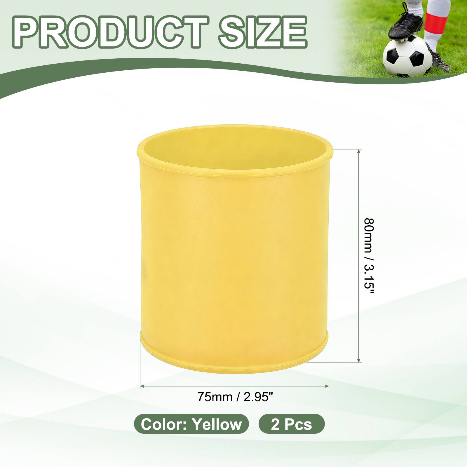 PRODUCT SIZE  
80mm / 3.15"  
75mm / 2.95"  
Color: Yellow  
2 Pcs