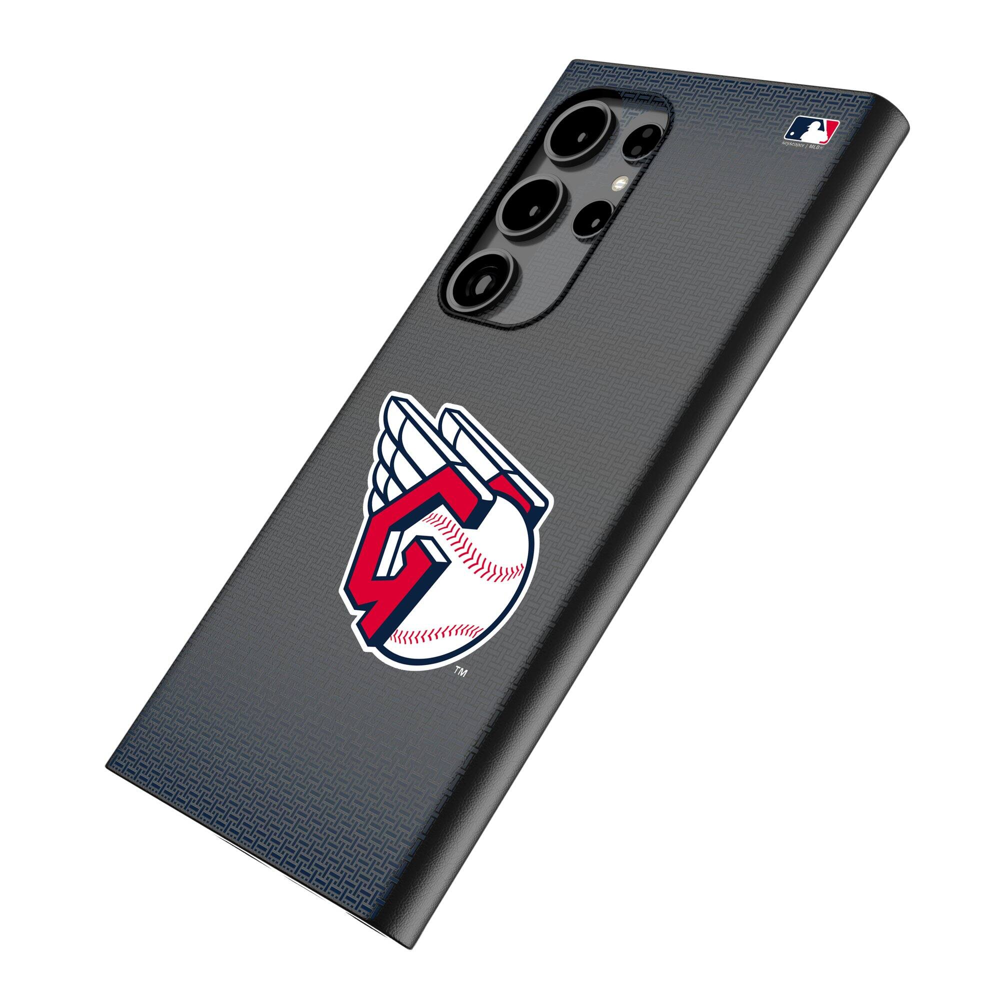 Alt View 1. Keyscaper - Cleveland Guardians Linen Galaxy Magnetic Bump Case - S24 - Black.