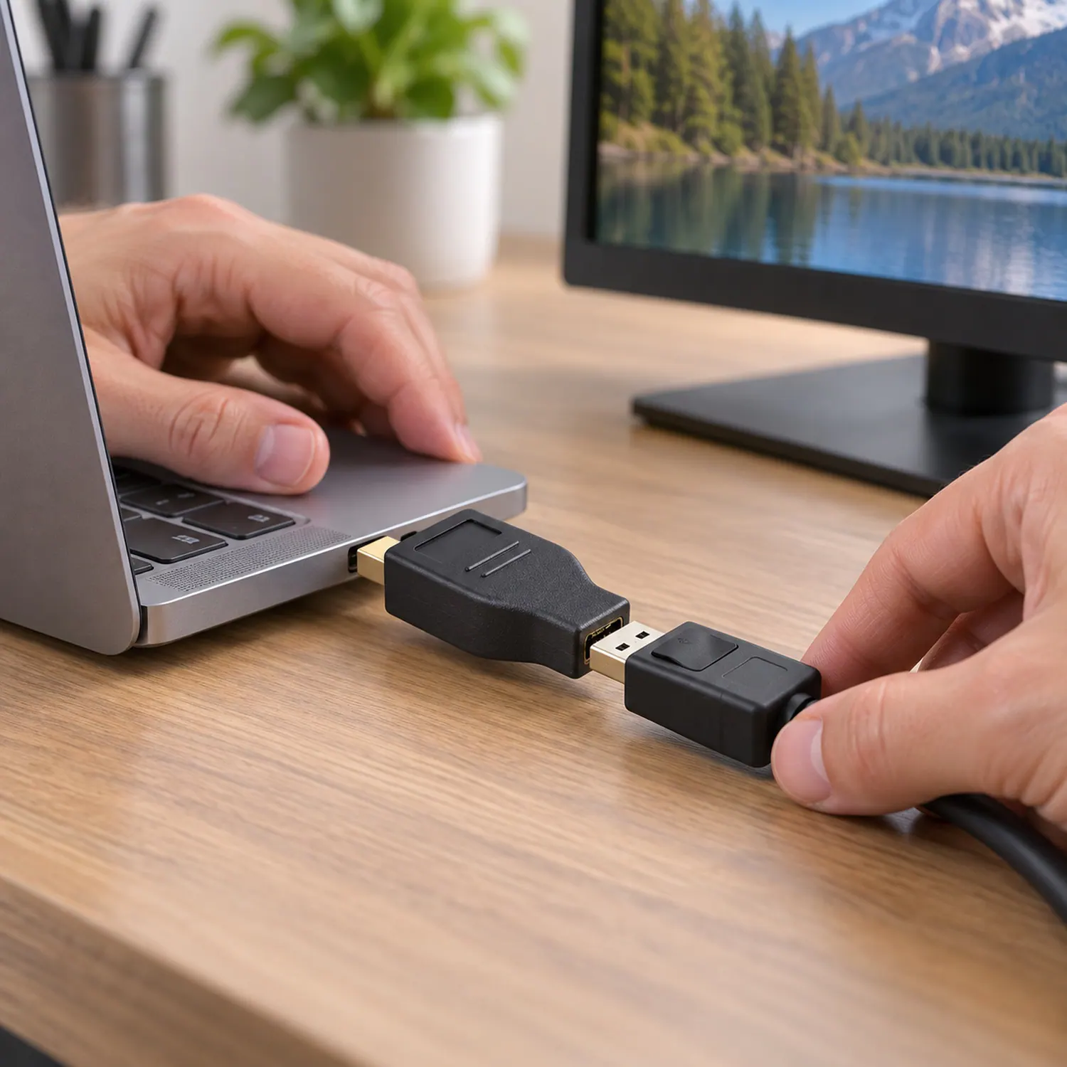 Back. Sanoxy - Mini Displayport Male to Displayport Female Adapter - Black.