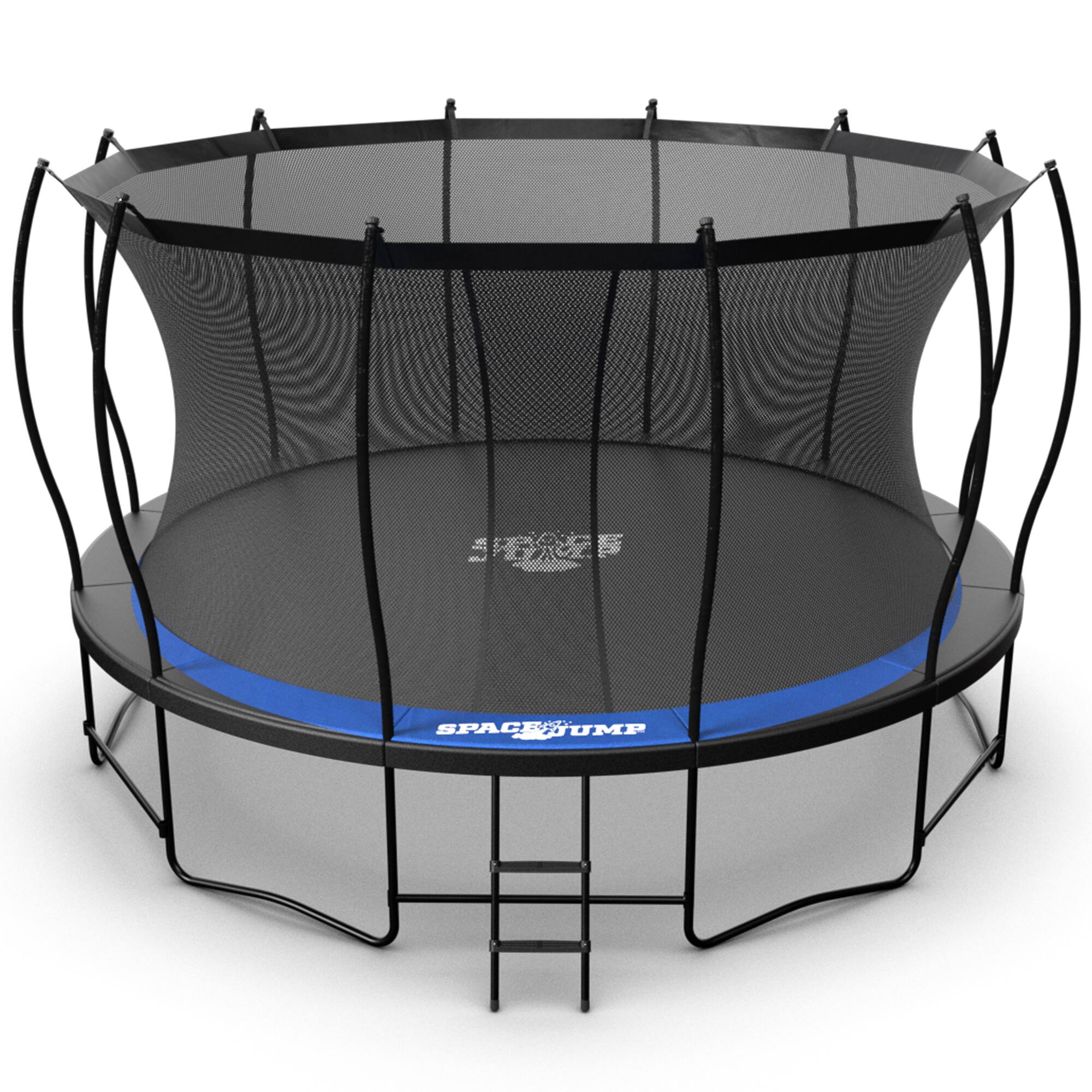 SpaceJump - Lunar 14 Foot Trampoline, Outdoor Round Bouncer with Safety Net, Black