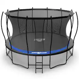 SpaceJump - Lunar 14 Foot Trampoline, Outdoor Round Bouncer with Safety Net, Black