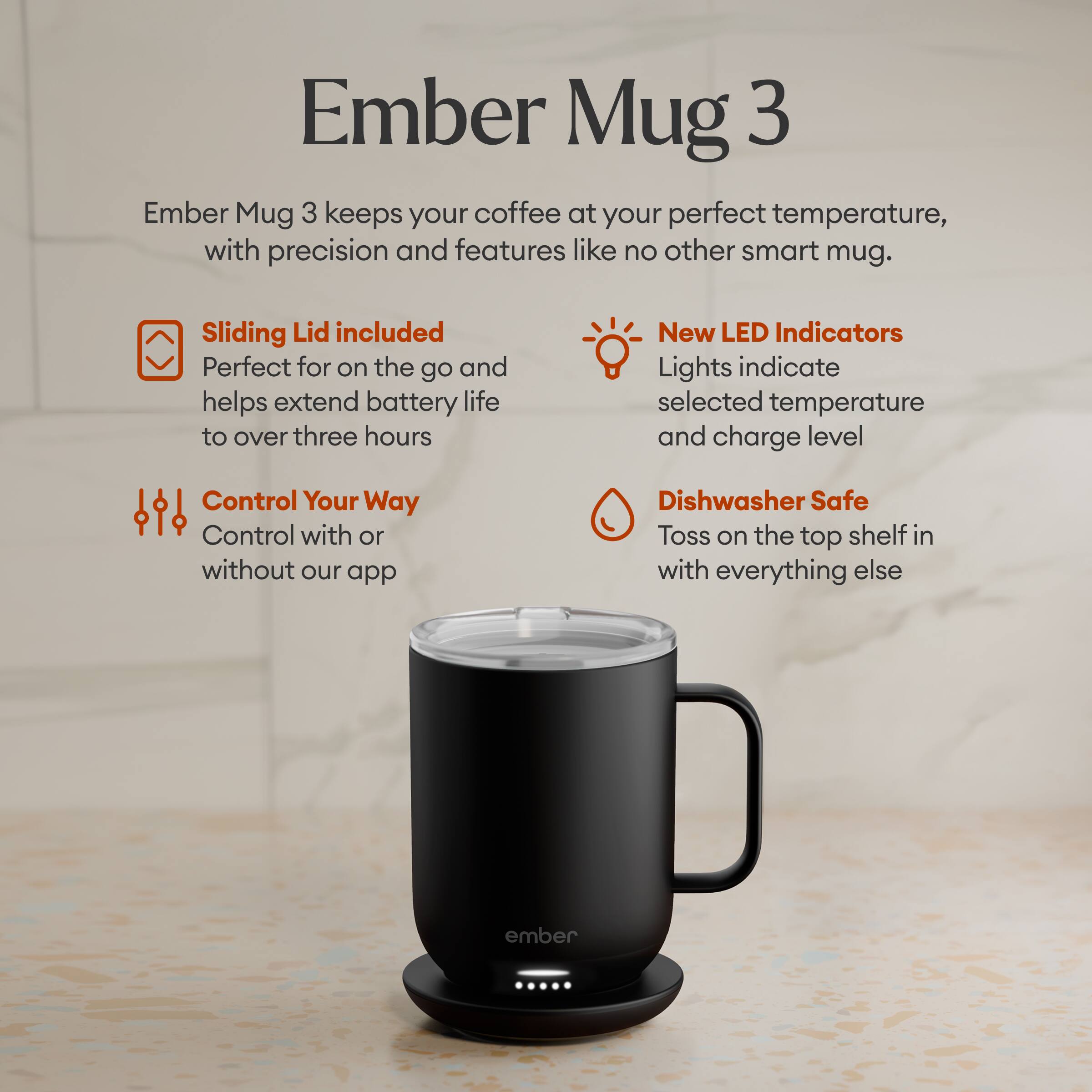 Ember Mug 3 Smart Heated Coffee Mug Temperature Control, 10 oz