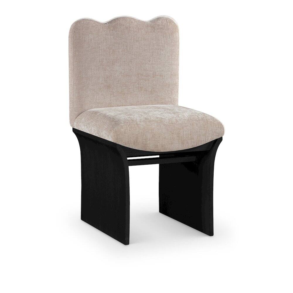 Front. Meridian Furniture - Shaw Beige Chenille Fabric Upholstered Dining Chair - Black.