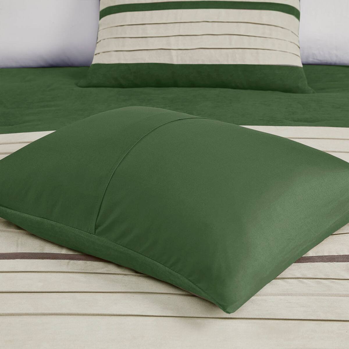 Alt View 3. TinyHomie - 7 PC Pieced Faux Suede Comforter Set Green King - Green.
