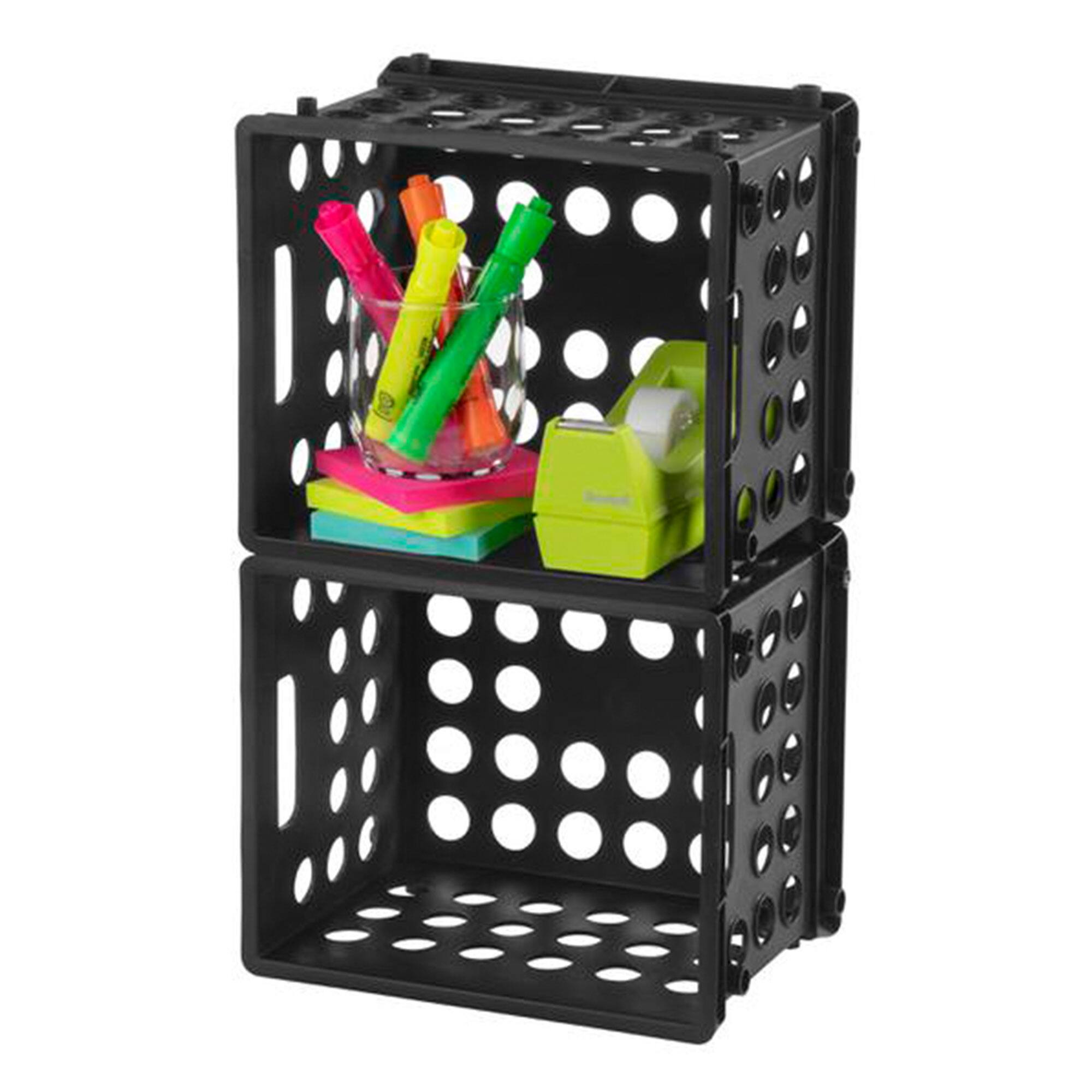 Alt View 8. Sterilite - Sterilite Mini Crate, Stackable Plastic Storage Bin with Handles, Black, 24 Pack - Black.