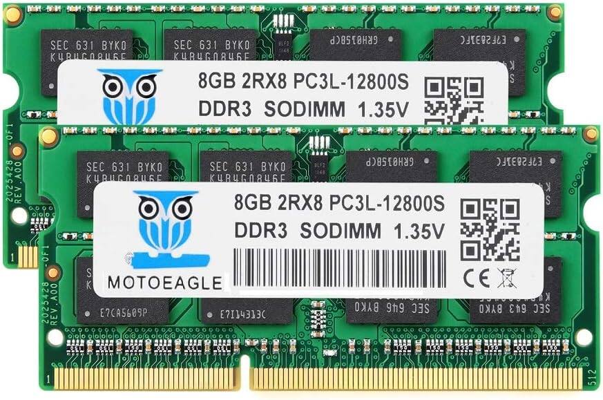 Sure, here is the corrected and grouped text from the image:

---

**Top Label:**

- 8GB 2RX8 PC3L-12800S
- DDR3 SODIMM 1.35V
- MOTOEAGLE
- CE

**Bottom Label:**

- 8GB 2RX8 PC3L-12800S
- DDR3 SODIMM 1.35V
- MOTOEAGLE
- CE

**Additional Text on PCB:**

- SEC 631 BYKO
- K4RUG0846E
- SEC 631 BYKO
- K4RUG0846E
- SEC 631 BYKO
- K4RUG0846E
- SEC 631 BYKO
- K4RUG0846E
- 2025428
- REV.A00
- E7CA5609P
- E7I14313C
- 1 512

---

This should cover all the text present in the image.